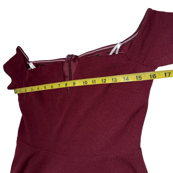 NWT LULUS Burgundy Off-the-Shoulder Skater A-Line Mini Dress Womens Sz M NWT - Picture 12 of 15